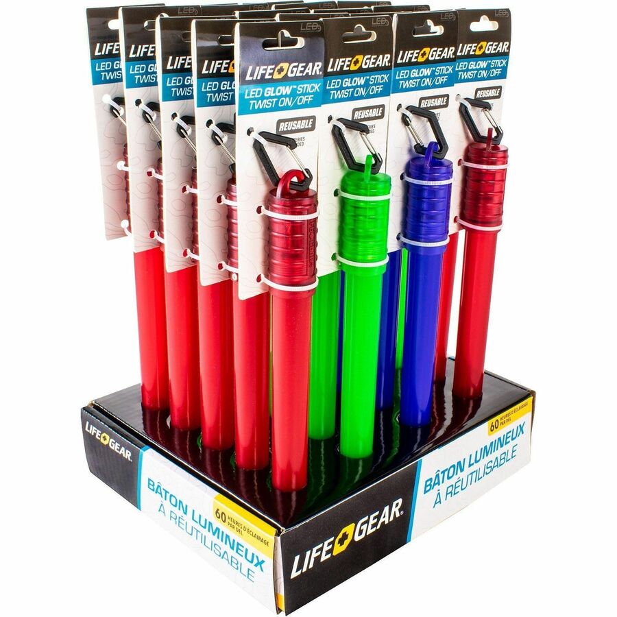 LifeGear LED Reusable Glow Stick - 3 Day Glow Time - Assorted