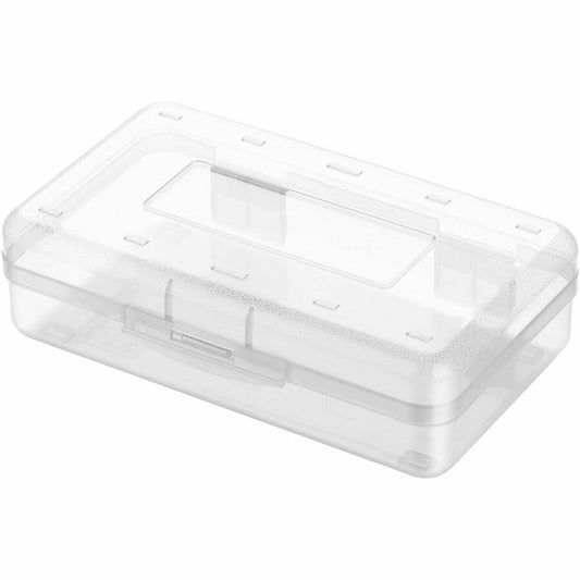 Business Source Carrying Case Pencil, Writing Utensils, Supplies - Clear - Polypropylene Body - 2.4" Height x 8.1" Width x 4.7" Depth - 1 Each