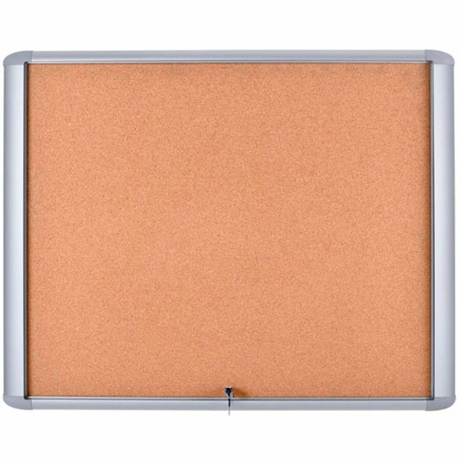 MasterVision Water-Resistant Enclosed Corkboard - 30" Board Height x 26.50" Board Width x 0.70" Board Depth - Light Brown Cork Surface - Water Resistant - Gray Anodized Aluminum Frame - 32" Height x 27" Width - 1 Each