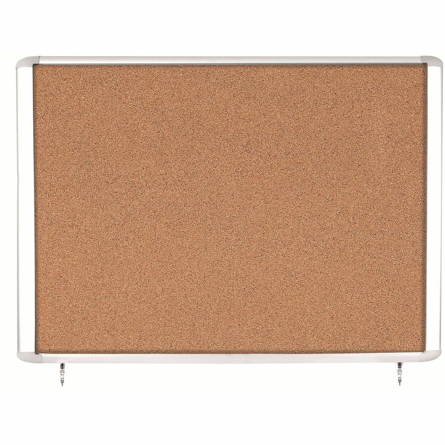 MasterVision Water-Resistant Enclosed Corkboard - 47" Board Height x 38.30" Board Width x 0.70" Board Depth - Light Brown Cork Surface - Water Resistant - Gray Anodized Aluminum Frame - 48" Height - 1 Each