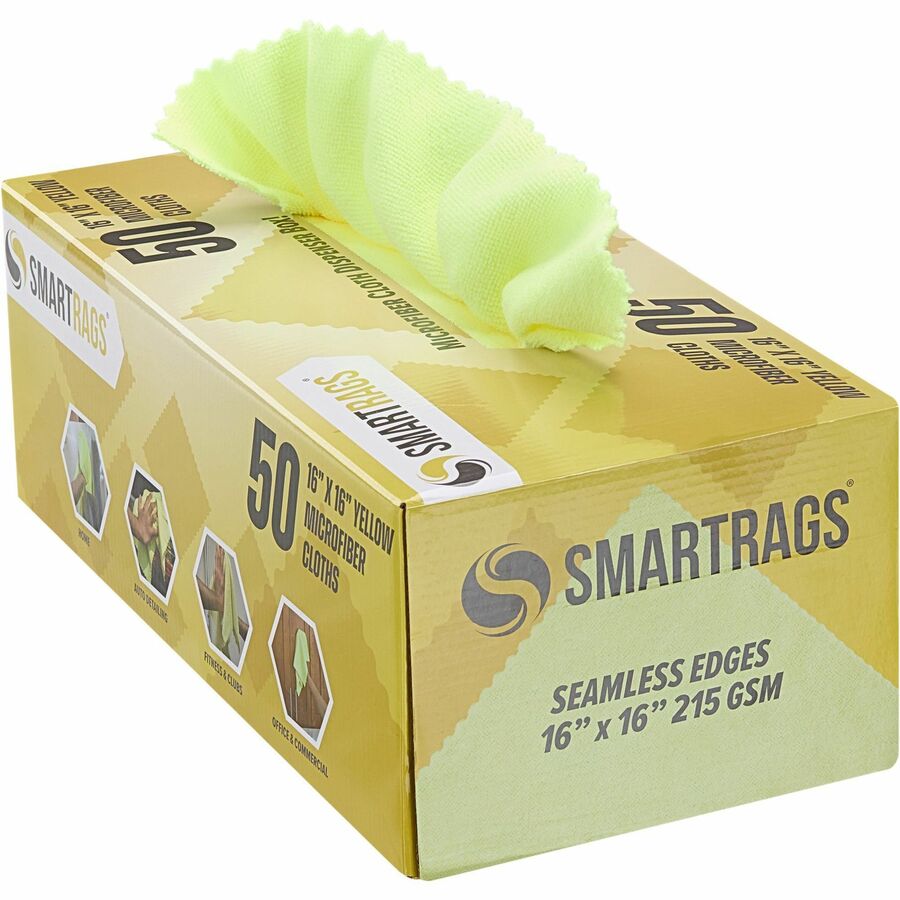 Monarch Smart Rags Microfiber Cloths - For Automotive, Office, Healthcare, Household, Garage, Breakroom, Factory, Hospital, Industry, Nursing Home - Reusable, Streak-free, Lint-free, Dirt Resistant, Grime Resistant - Yellow - 50 / Box