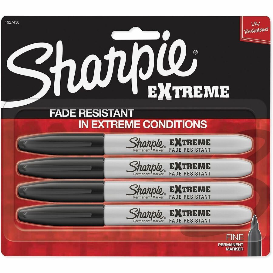 Sharpie Extreme Permanent Markers - Black Ink - Dye-based, Pigment-based - Plastic Barrel - Multipurpose - 4 / Pack