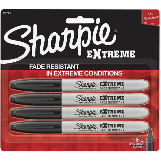 Sharpie Extreme Permanent Markers - Black Ink - Dye-based, Pigment-based - Plastic Barrel - Multipurpose - 4 / Pack