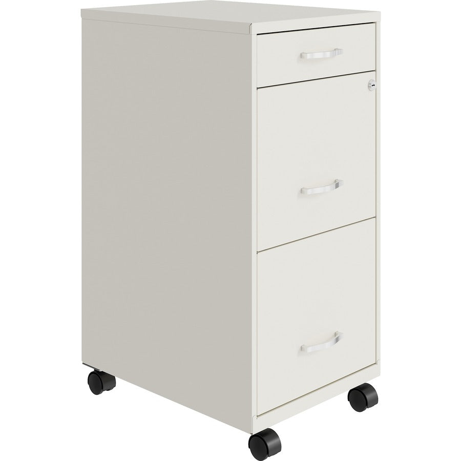 NuSparc Mobile File Cabinet - 14.2" Width x 18" Depth x 29.5" Height - 3 x Drawer(s) for File, Box - Letter - Mobility, Locking Drawer, Glide Suspension, 3/4 Drawer Extension, Cam Lock, Nonporous Surface - White - Painted Steel - Recycled