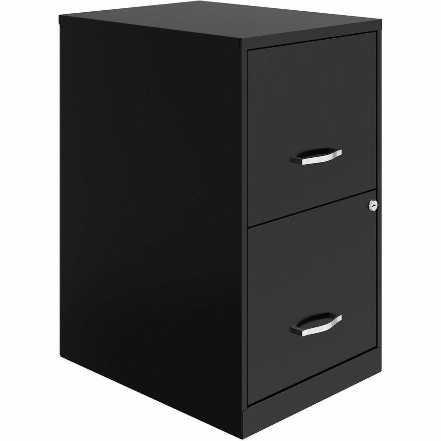NuSparc File Cabinet - 14.2" Width x 18" Depth x 24.5" Height - 2 x Drawer(s) for File - Letter - Vertical - Locking Drawer, Glide Suspension, Nonporous Surface - Black - Baked Enamel - Steel - Recycled