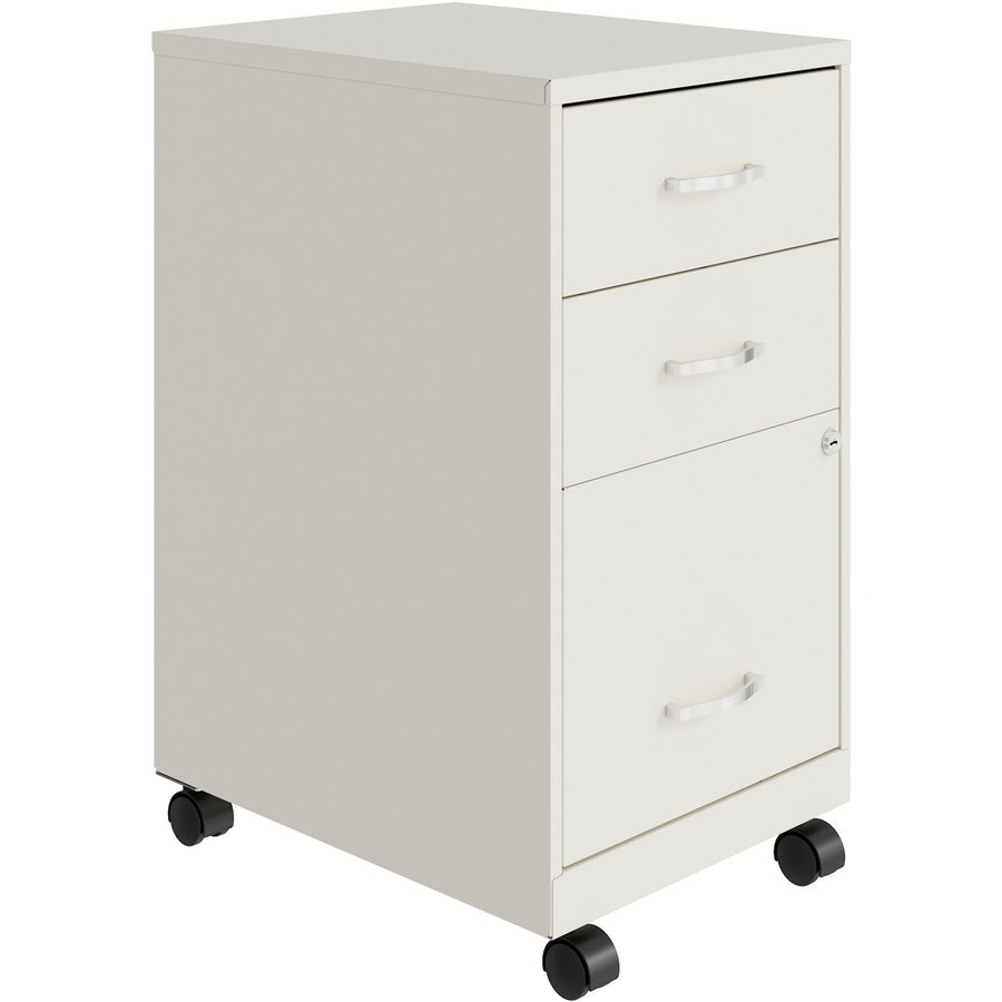 NuSparc 3-Drawer Organizer Metal File Cabinet - 14.2" Width x 18" Depth x 26.7" Height - 3 x Drawer(s) for File, Box - Letter - Glide Suspension, 3/4 Drawer Extension, Anti-tip, Lockable, Mobility - White - Metal - Recycled