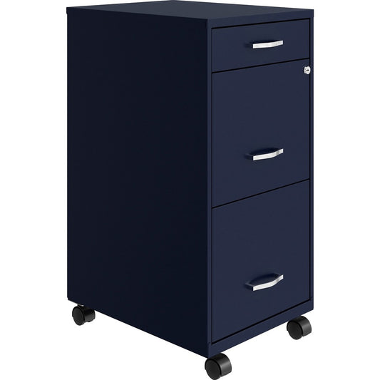NuSparc Mobile File Cabinet - 14.2" Width x 18" Depth x 29.5" Height - 3 x Drawer(s) for File, Box - Letter - Mobility, Locking Drawer, Glide Suspension, 3/4 Drawer Extension, Cam Lock, Nonporous Surface - Blue - Painted Steel - Recycled