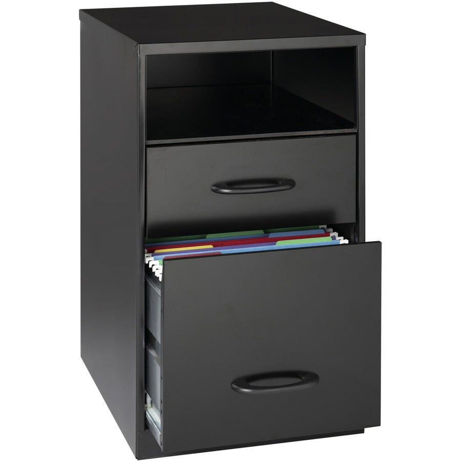 NuSparc File Organizer Cabinet - 14.2" Width x 18" Depth x 24.5" Height - 2 x Drawer(s) for File - Letter - Glide Suspension, 3/4 Drawer Extension, Anti-tip, Nonporous Surface - Black - Metal - Recycled