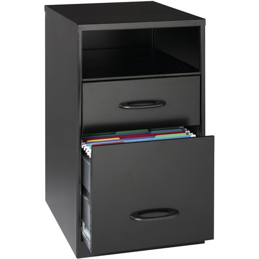 NuSparc File Organizer Cabinet - 14.2" Width x 18" Depth x 24.5" Height - 2 x Drawer(s) for File - Letter - Glide Suspension, 3/4 Drawer Extension, Anti-tip, Nonporous Surface - Black - Metal - Recycled