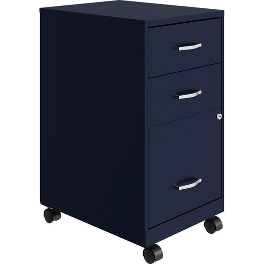 NuSparc 3-Drawer Organizer Metal File Cabinet - 14.2" Width x 18" Depth x 26.7" Height - 3 x Drawer(s) for File, Box - Letter - Glide Suspension, 3/4 Drawer Extension, Anti-tip, Lockable, Mobility - Navy - Metal - Recycled