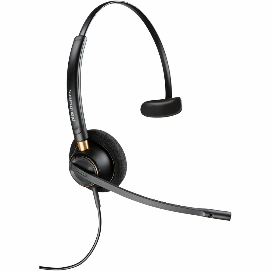 Poly EncorePro 510 with Quick Disconnect Monoaural Headset TAA - Mono - Mini-phone (3.5mm), Quick Disconnect - Wired - 20 Hz to 16 kHz - On-ear, Over-the-head - Monaural - Supra-aural - 2.58 ft Cable - Omni-directional, Noise Cancelling Microphone - Bl...