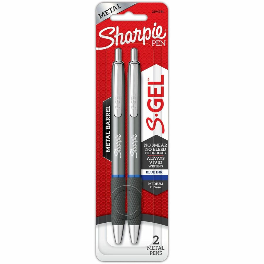 Sharpie S-Gel Pens - Blue Ink - Gunmetal Barrel - 2 / Pack