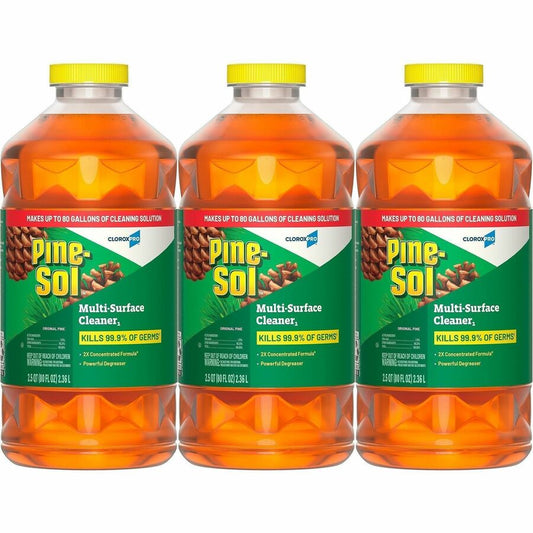 CloroxPro Pine-Sol, Multi-Surface Cleaner - For Multi Surface - Concentrate - Liquid - 80 fl oz (2.5 quart) - Original Pine Scent - Deodorize, Disinfectant, Dilutable - Yellow - 3 / Carton