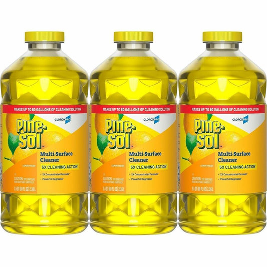 CloroxPro Pine-Sol, Multi-Surface Cleaner - For Multi Surface - Concentrate - Liquid - 80 fl oz (2.5 quart) - Lemon Fresh Scent - Deodorize, Disinfectant, Dilutable - Yellow - 3 / Carton