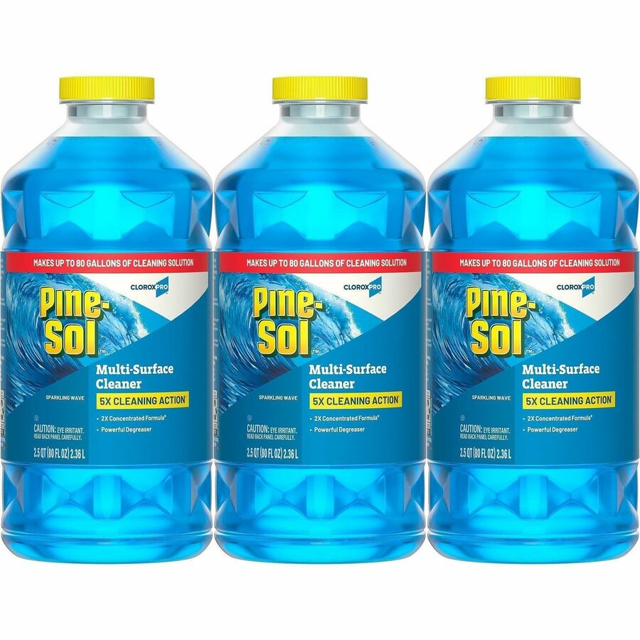 CloroxPro Pine-Sol&reg, Multi-Surface Cleaner - For Multi Surface - Concentrate - Liquid - 80 fl oz (2.5 quart) - Sparkling Wave Scent - Deodorize, Disinfectant, Dilutable - Blue - 3 / Carton