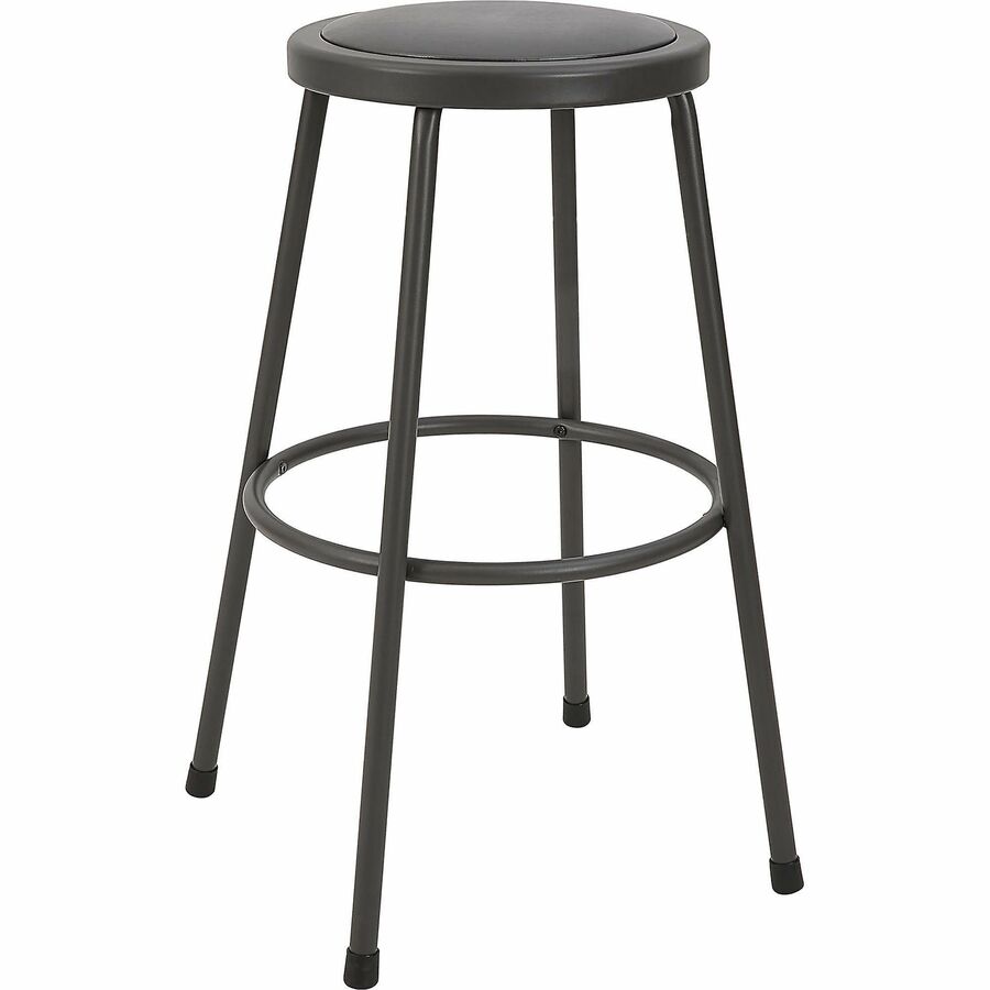 Lorell Metal Shop Stool - Vinyl Seat Material - Light Gray - Metal - 1 Each
