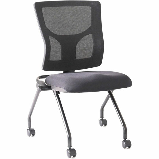 Lorell Conjure Mesh Training Chairs - Polyurethane, Molded Foam, Fabric Seat Material - Black - 2 / Carton