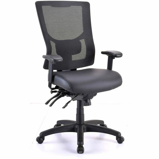 Lorell Conjure High-Back Office Chair - Vinyl, Foam, Polyurethane Seat Material - High Back - Black - Armrest - 1 Each