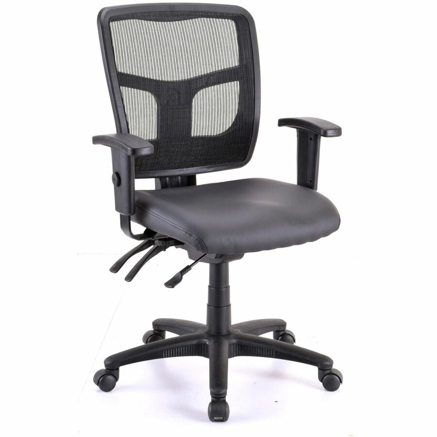Lorell Executive Antimicrobial Mid-back Chair - Vinyl Seat Material - Black Frame Color - Mid Back - 5-star Base - Black - Armrest - 1 Each
