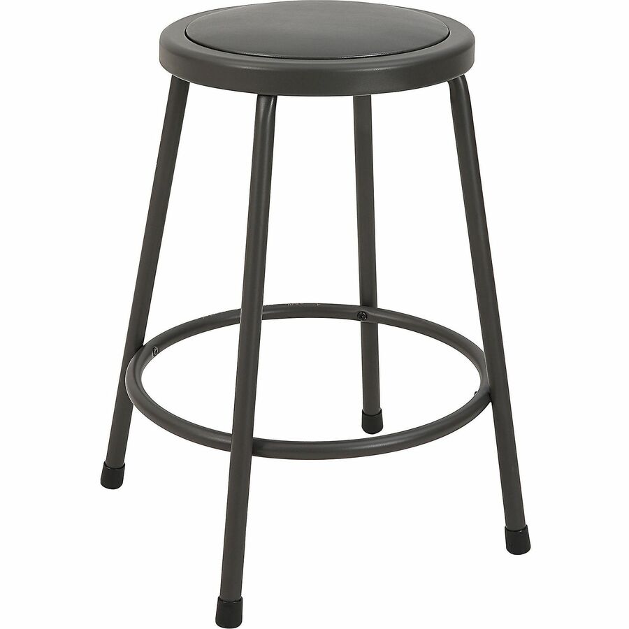 Lorell Metal Shop Stool - Vinyl Seat Material - Light Gray - Metal - 1 Each