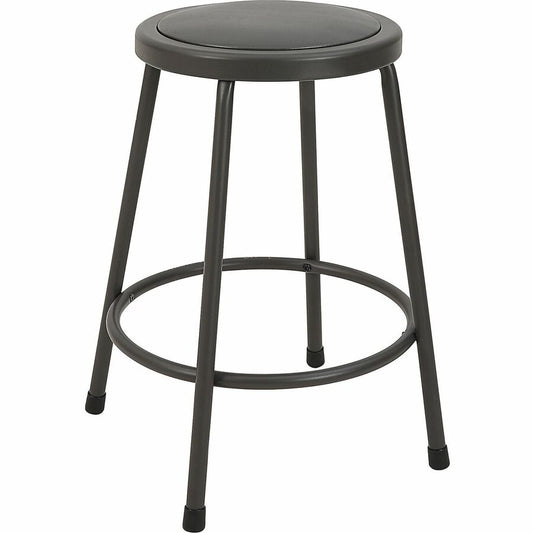 Lorell Metal Shop Stool - Vinyl Seat Material - Light Gray - Metal - 1 Each