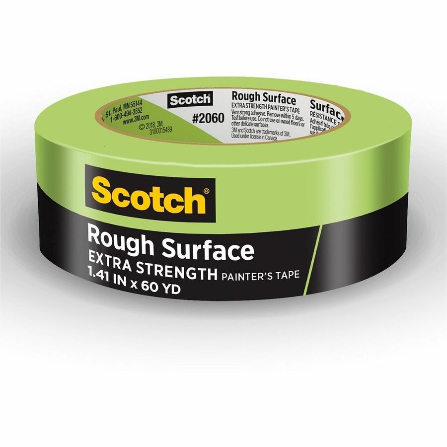 Scotch Rough Surface Painter's Tape 2060-36AP, 1.41 in x 60.1 yd - 60.10 yd Length x 1.41" Width - Green - Damage Resistant - For Rough Surface, Brick, Concrete, Stucco, Painting, Holding, Industrial, Carpet, Unfinished Wood, Vinyl - 1 Roll