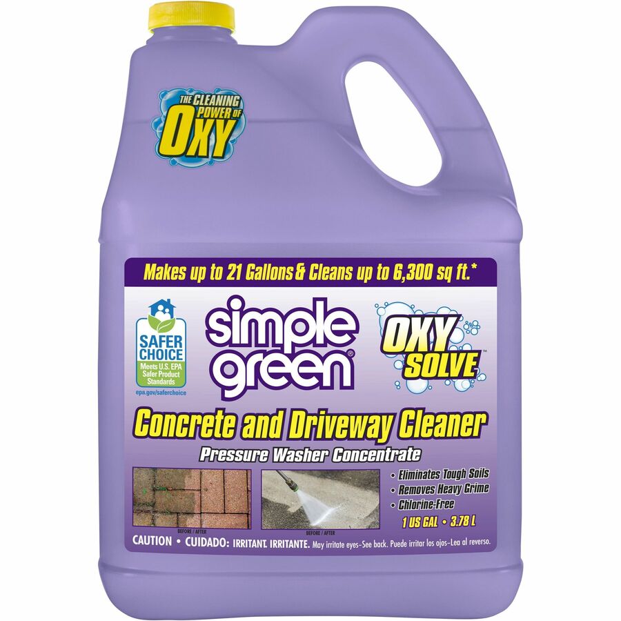 Simple Green Concrete/Driveway Cleaner Concentrate - For Concrete, Patio, Masonry - Concentrate - Liquid - 128 fl oz (4 quart) - Bleach-free, Fast Acting, Non-flammable - Purple - 1 Each