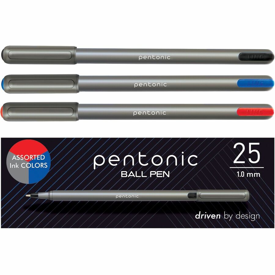 Pentonic Ballpoint Pen Set - Multi Ink - Nickel Silver Tip - 25 / Box