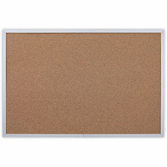 Universal Bulletin Board - 24" Board Height x 36" Board Width x 1.20" Board Depth - Tan Natural Cork Surface - Self-healing, Resilient, Durable - Satin Aluminum Frame - 1 Each