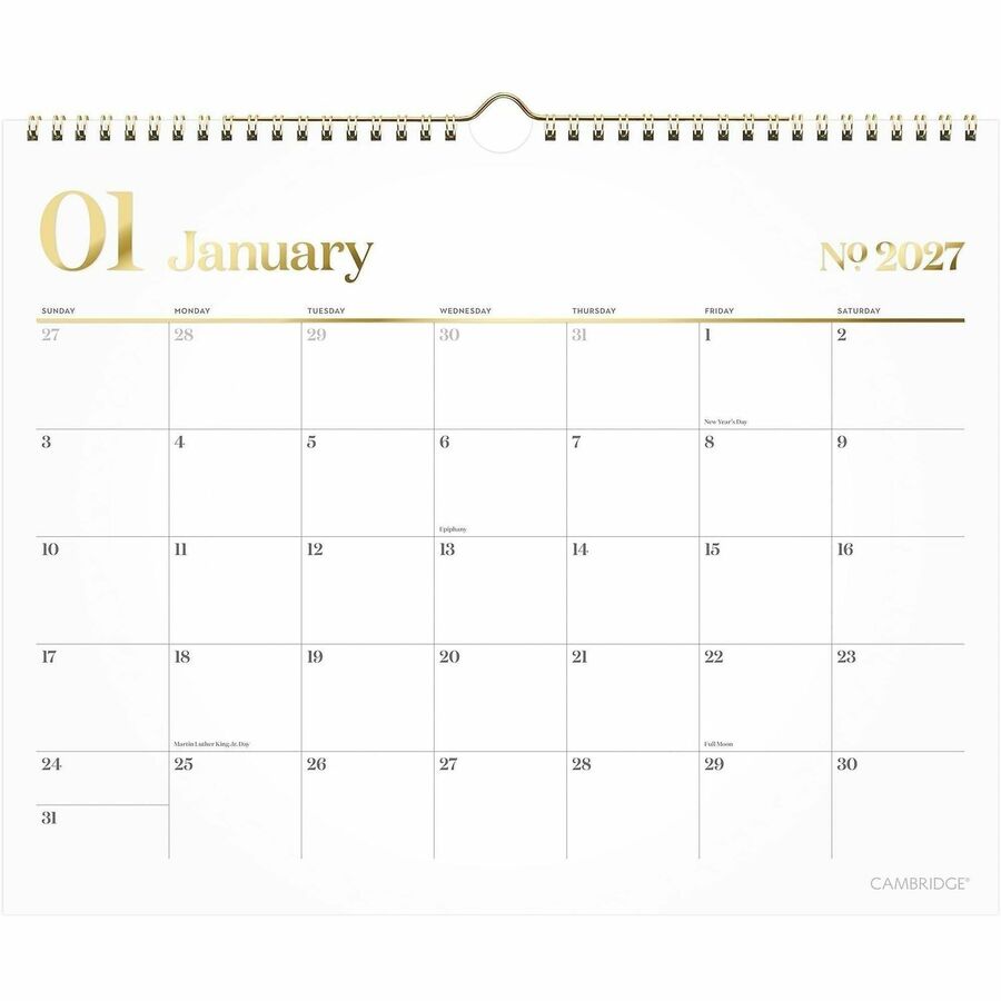 At-A-Glance WorkStyle Wall Calendar - Monthly - 12 Month - January 2027 to December 2027 - 15" x 12" Sheet Size - 1.50" x 2" Block - Twin Wire - Wall Mount - Multi - 1 Each