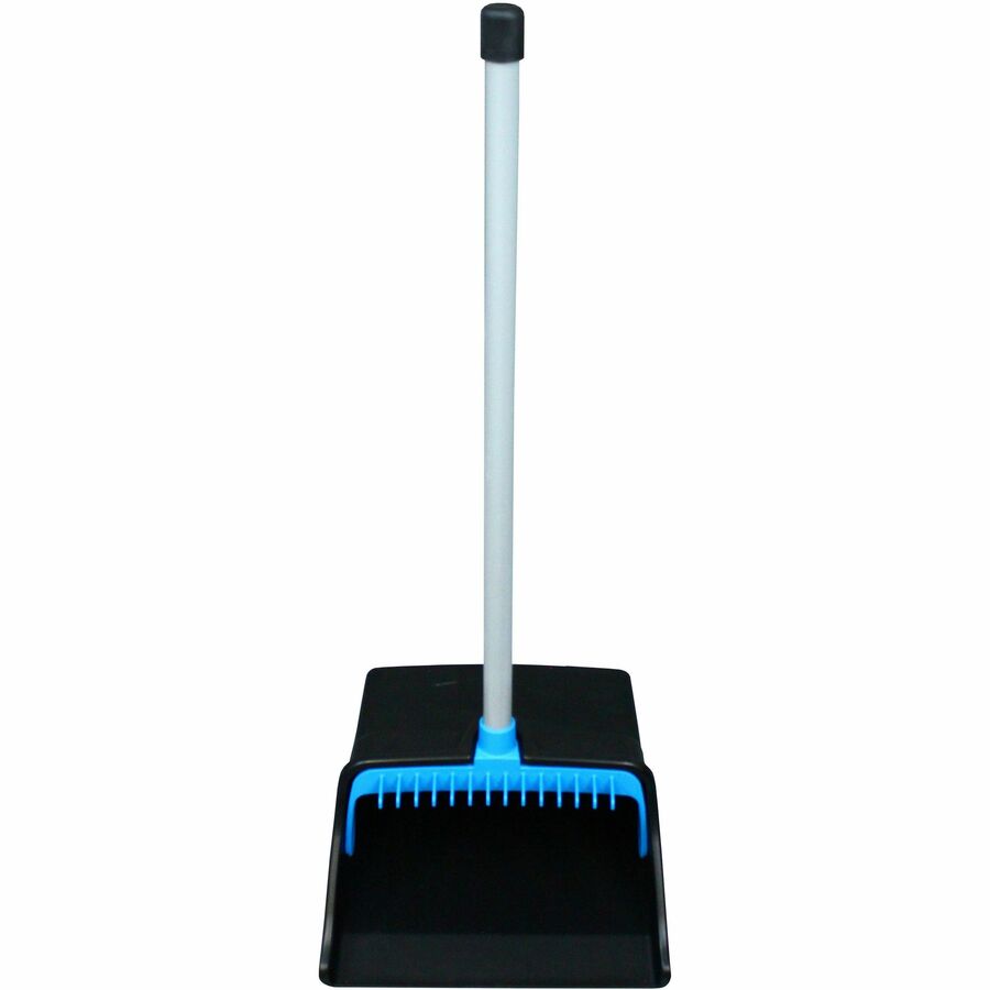Genuine Joe Lobby Dust Pan - 11.50" Wide - Polyvinyl Chloride (PVC) Handle - Blue, Black - 1 Each