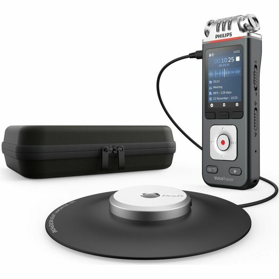 Speech Processing Solutions VoiceTracer Meeting Recorder - [Built-in] Microphone, Speaker - Omni-directional Microphone - 8 GB Flash Memory - microSD Supported - MP3, WMA, WAV - Stereo - 2147 Hour Recording - USB - Headphone - Microphone - Portable