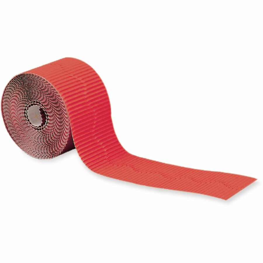 Pacon&reg, Bordette Decorative Borders - Skill Learning: Decoration - Pre-scalloped Shape - Fade Resistant, Sturdy, Recyclable, Corrugated - 2.25" Width x 600" Length - Flame - 1 Roll