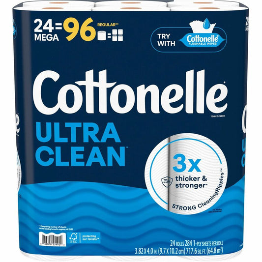 Kimberly-Clark Professional Ultra Clean Toilet Paper - 1 Ply - White - Paper, Fiber - 24 / Pack