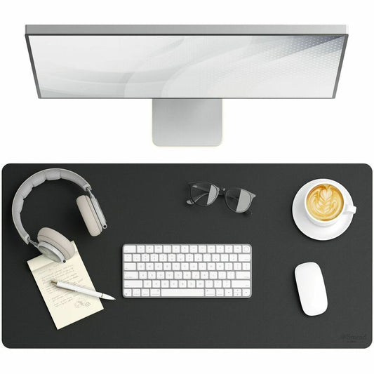 Smead Waterproof Desk Pad - Rectangular - 15.7" Width x 31.50000" Depth - Faux Suede Backing - Vegan Leather - Charcoal