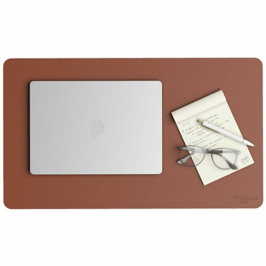 Smead Waterproof Desk Pad - Rectangular - 13.7" Width x 23.60000" Depth - Faux Suede Backing - Vegan Leather - Saddle
