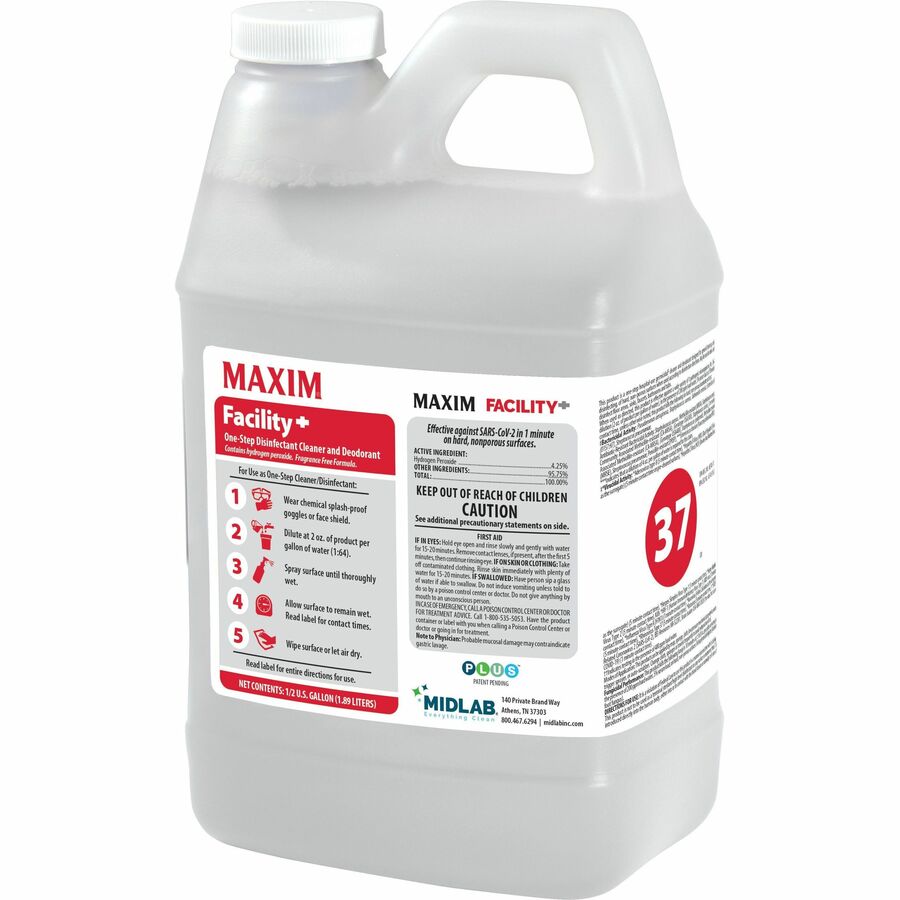 Maxim One-Step Disinfectant/Cleaner/Deodorant - For Hard Surface, Nonporous Surface, Hospital, Food Service, Cruise Ship, Hotel, School, Office, Public Building - Concentrate - Spray - 64 fl oz (2 quart) - Deodorant, Disinfectant - Colorless - 4 / Carton