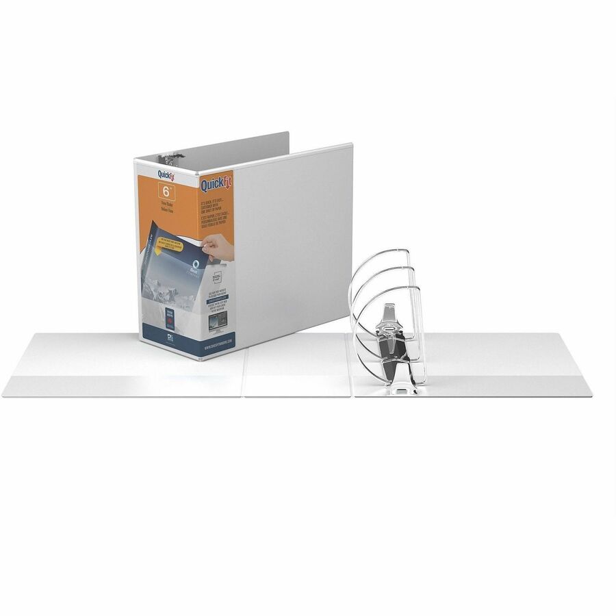 QuickFit View Binder, 3-Ring Binder, Angle D Ring, 6 Inch, White - 6" Binder Capacity - Letter - 8 1/2" x 11" Sheet Size - 1350 Sheet Capacity - 3 x 6" Ring - Fastener: D-Ring - Pocket: 2, Inside Front & Back - Polypropylene - White - Heavy Duty, Pocke...