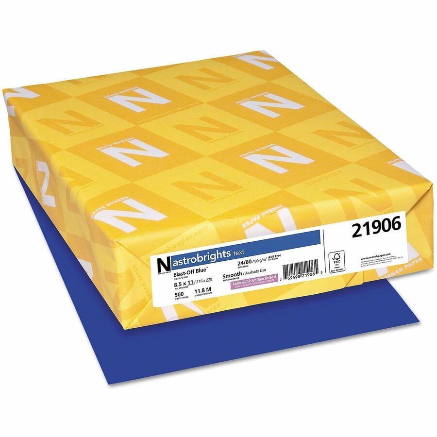 Astrobrights Colored Paper - Letter - 8 1/2" x 11" - 24 lb Basis Weight - Heavyweight, Acid-free, Lignin-free - Blue - 500 Sheets per Ream - 500 / Ream