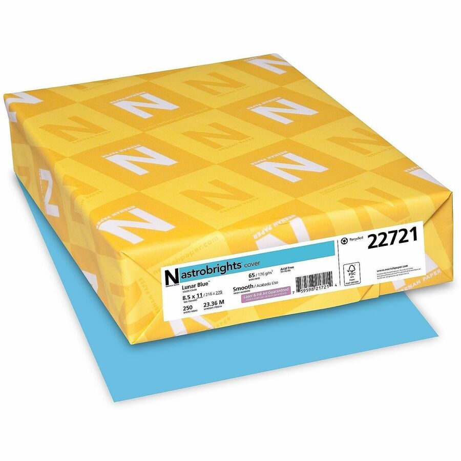 Astrobrights Colored Cardstock - Letter - 8 1/2" x 11" - 65 lb Basis Weight - Acid-free, Lignin-free, High-impact, Long Lasting, Heavyweight, Durable - Light Blue - 1 Pack