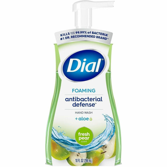 Dial Complete Foaming Hand Wash - Fresh Pear Scent - 10 fl oz - Pump Bottle Dispenser - Kill Germs - Hand - Green - 8 / Carton