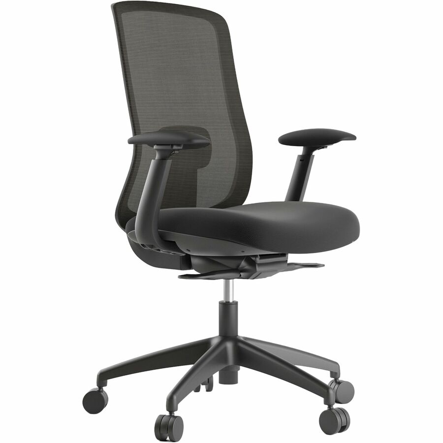 Eurotech Flexy Task Chair - Black Seat Color - Fabric Seat Material - Black Back Color - Mesh Back Material - Black Frame Color - 5-star Base - Black - Armrest - 1 Each