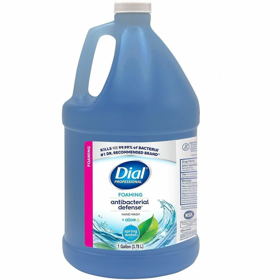 Dial Antibacterial Defense Foaming Handwash - Spring Water Scent - 1 gal - Bottle Dispenser - Bacteria Remover - Hand - Antibacterial - Cruelty-free, Paraben-free, Phthalate-free, Silicone-free, pH Balanced - 4 / Carton