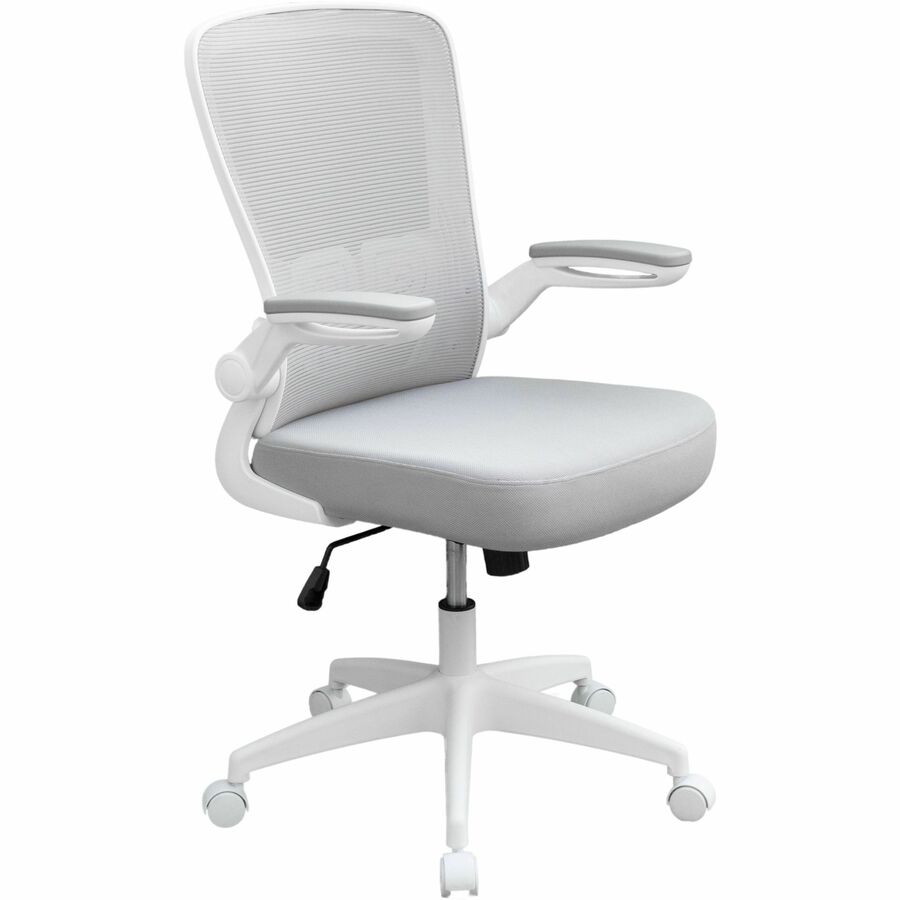 Boss Flip Arm Mesh Back Task Chair - Gray Seat Color - Foam, Fabric Seat Material - Mesh Back Material - White Frame Color - 5-star Base - Gray - Armrest - 1 Each