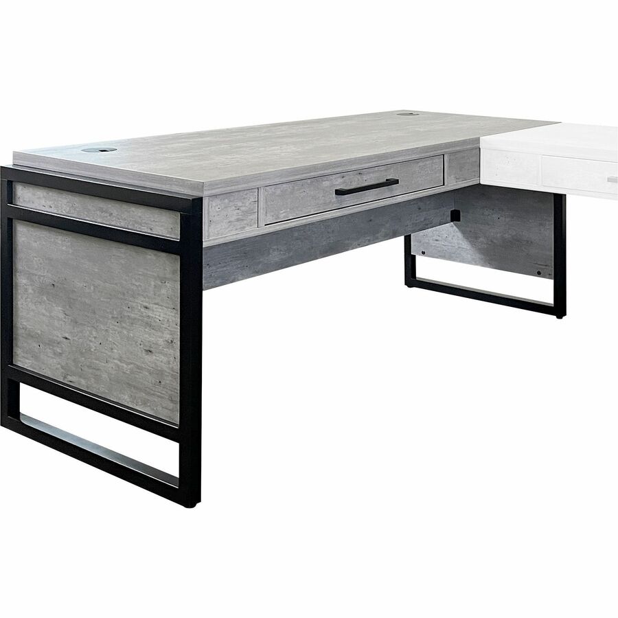 Martin Mason Concrete Laminate Unit - L-shaped - 31" Height x 60" Width x 30" Depth - Total Drawer(s): 1 - Material: Laminate - Finish: Stone, Concrete - Grommet - 1 Each