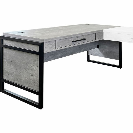 Martin Mason Concrete Laminate Unit - L-shaped - 31" Height x 60" Width x 30" Depth - Total Drawer(s): 1 - Material: Laminate - Finish: Stone, Concrete - Grommet - 1 Each