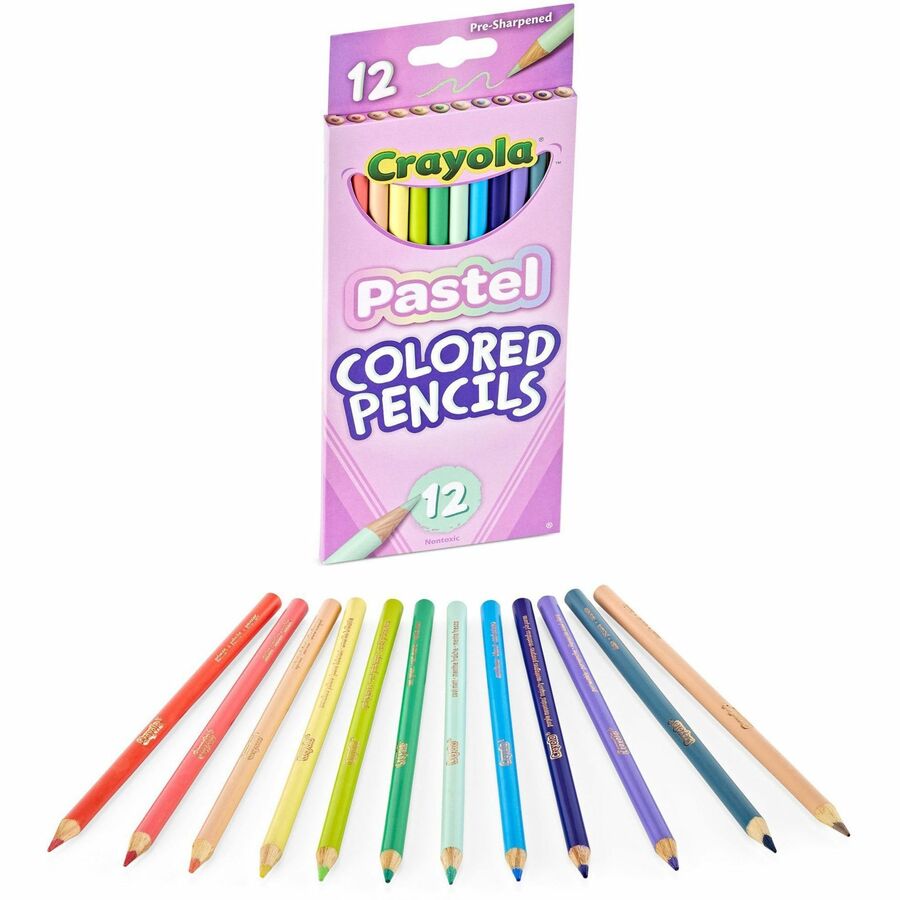 Crayola Presharpened Colored Pencils - 3.3 mm Salmon, Apricot, Spring Green, Sea Green, Periwinkle, Sand, Unmellow Yellow, Cool Mint, Cornflower, Purple Mountains Majesty, Slate Lead - 1 Each