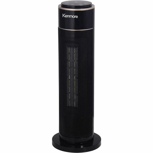 Kenmore 21" Oscillating Tower Heater - 2 x Heat Settings - Timer - Remote Control - Oscillation - Office, Room, Living Room - Tower - Black