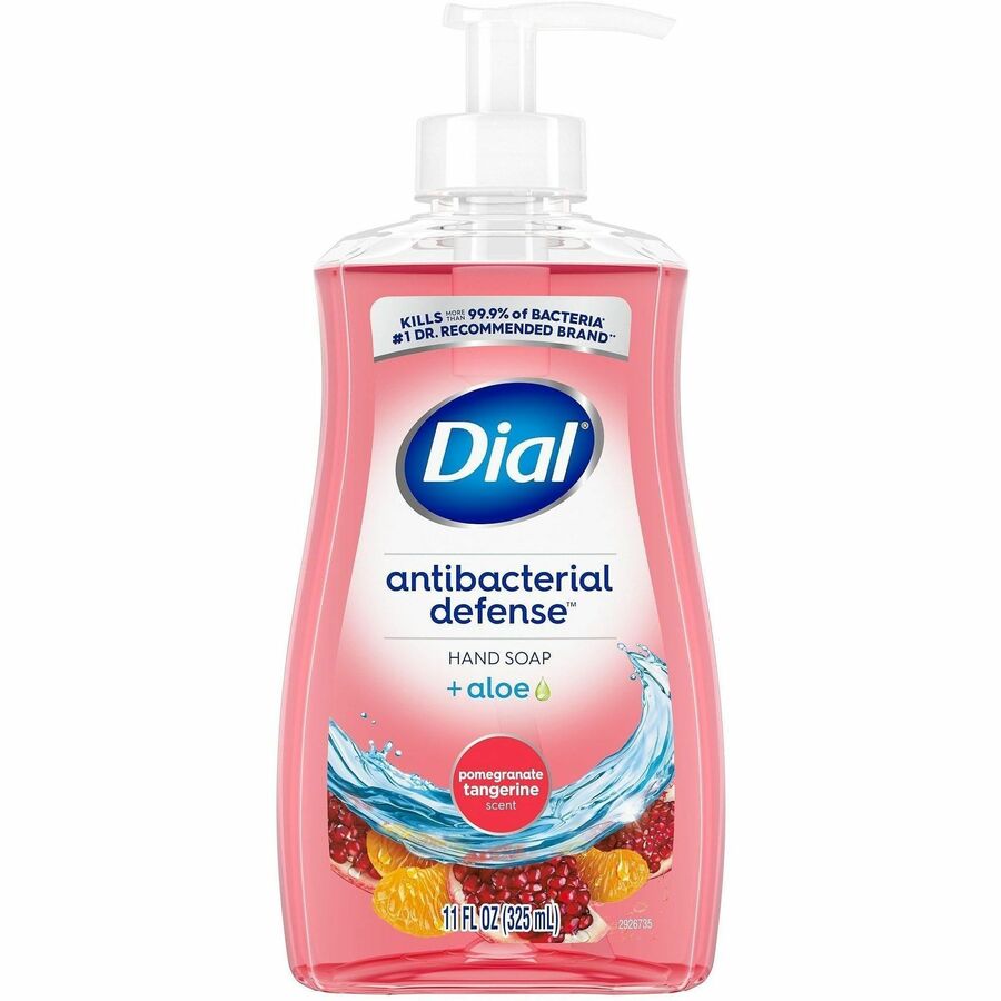 Dial Pomegranate Tangerine Antibacterial Hand Soap - Pomegranate & Tangerine Scent - 11 fl oz - Pump Dispenser - Bacteria Remover, Residue Remover - Multipurpose - Moisturizing - Antibacterial - Pink - 12 / Carton