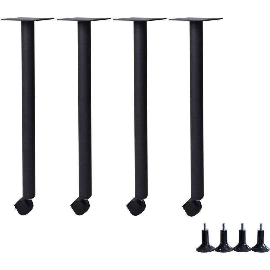 Lorell Invent Training Table Components - Black Post Leg Base - 4 Legs - 28.50" Height x 5.80" Width x 5.80" Depth - Training - Assembly Required - 4 / Set